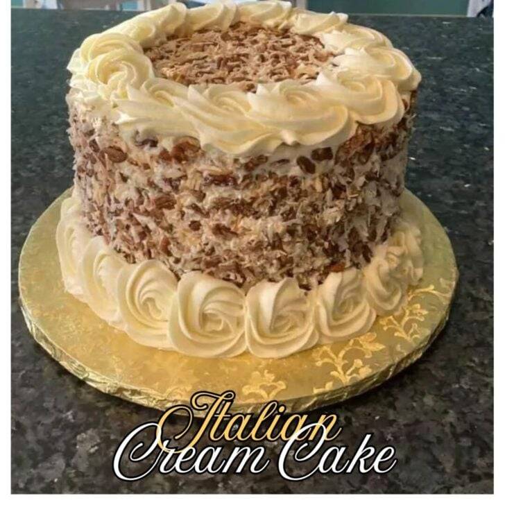 Italian cream cake beautifully decorated