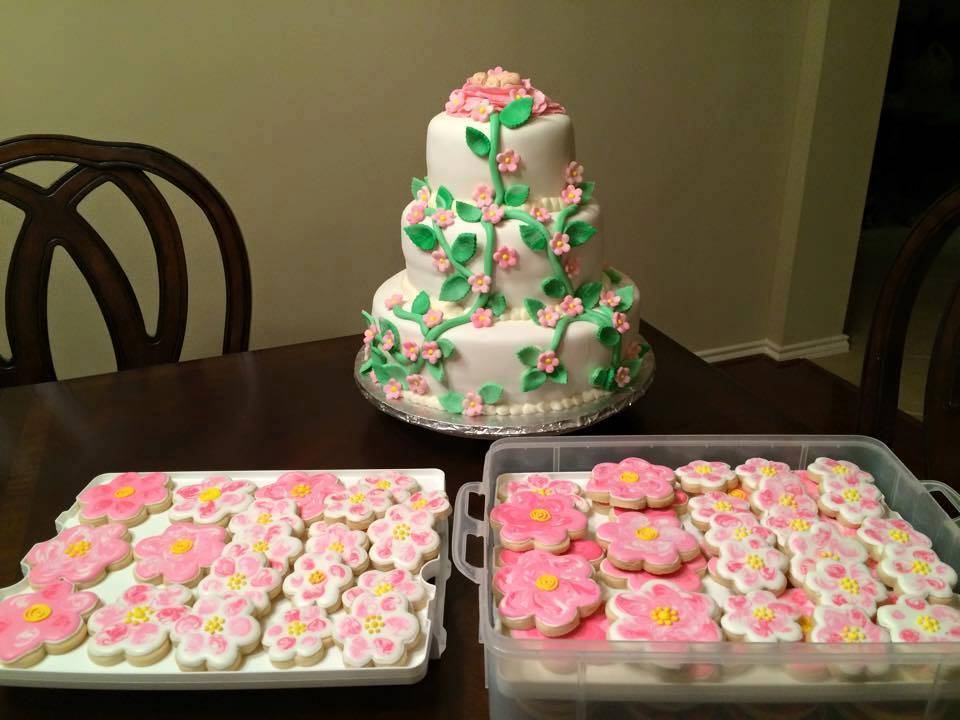 baby shower cake girl cherry blossom