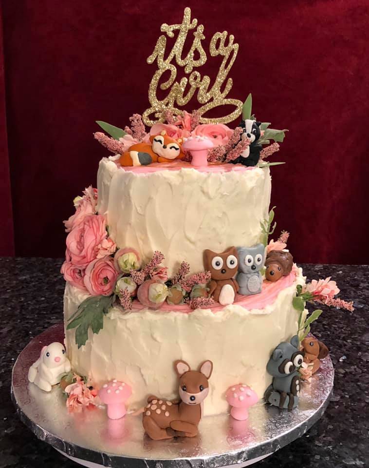 woodlands animals baby shower cake