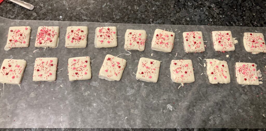 chocolate covered graham crackers with sprinkles