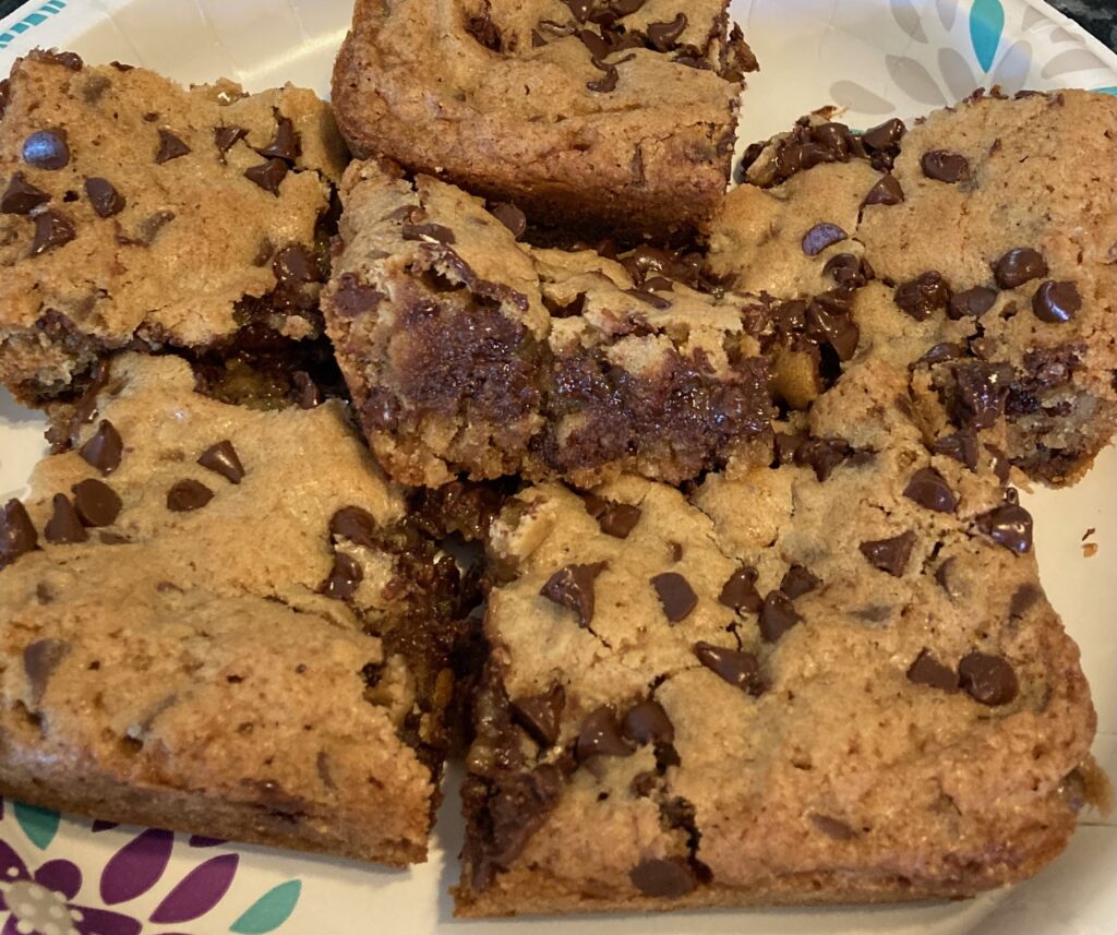 Ooey-Gooey Chocolate Chip Blondies from Out of the Box Baking.com