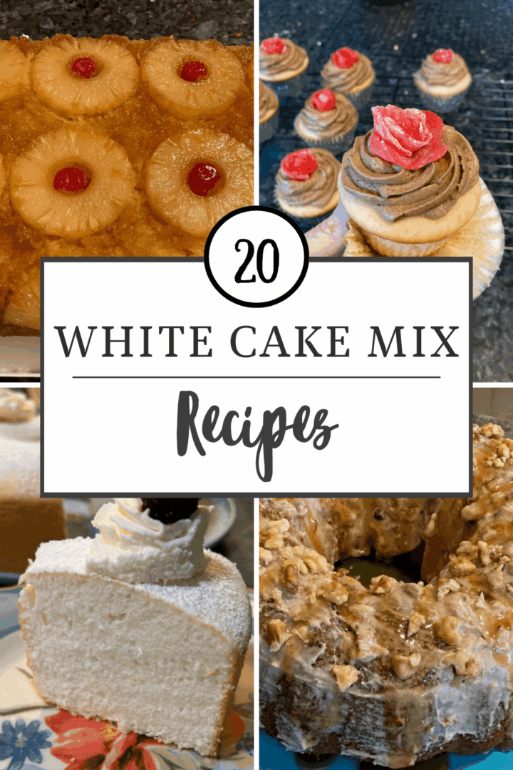 20 White Cake Mix Recipes pin for Pinterest