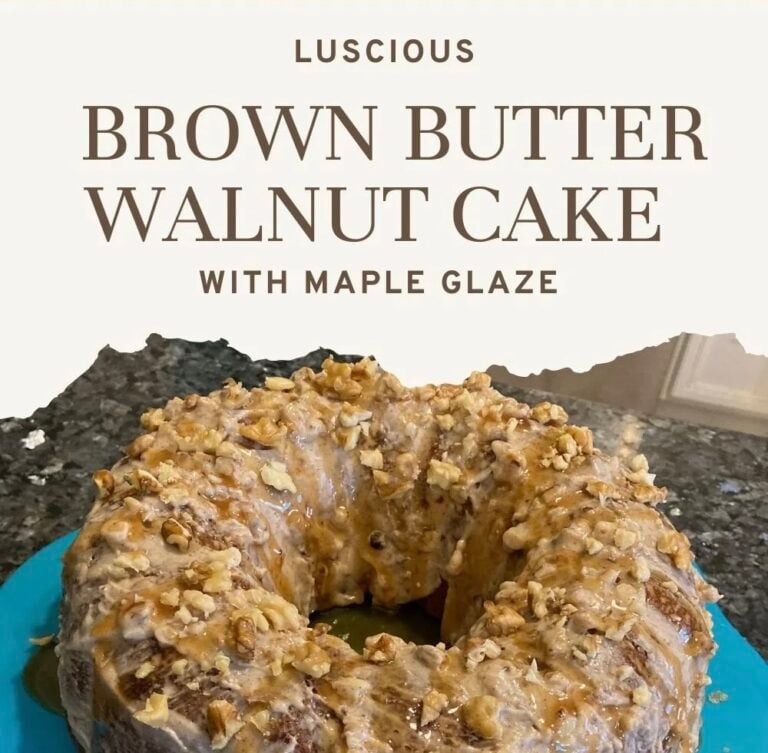 Luscious Brown Butter Walnut Cake with Maple Glaze