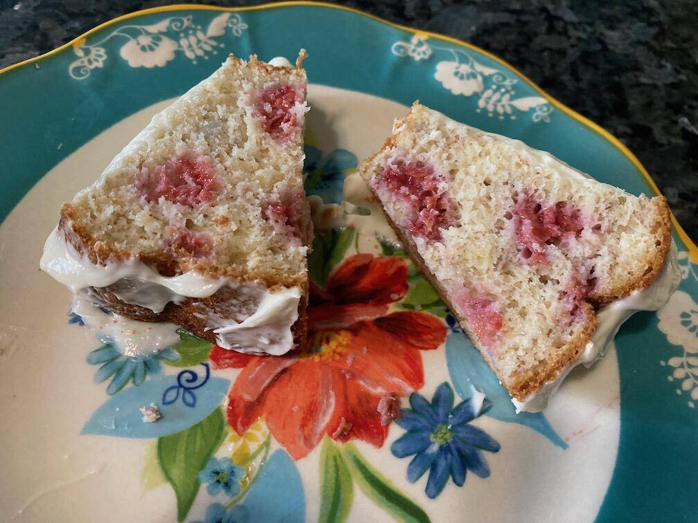 Easy Banana Berry Cake (Doctored White Cake Mix) Out of the Box Baking