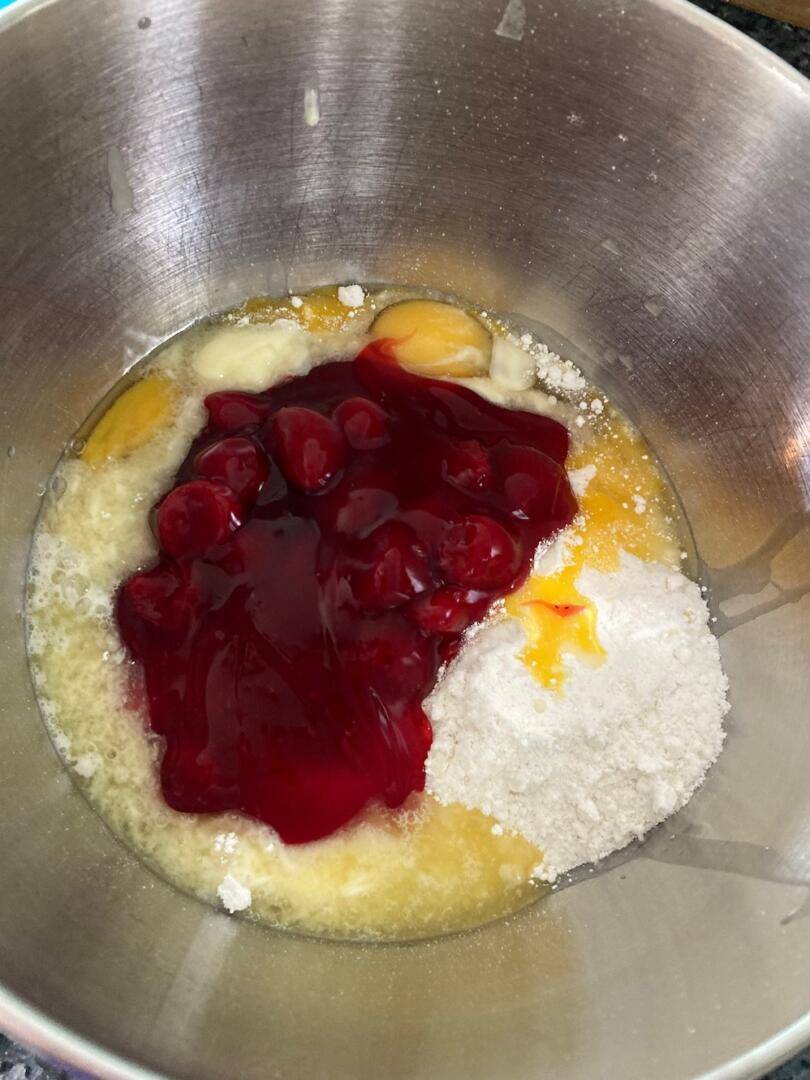 Strawberry Pie Filling Cake (doctored white cake mix) Out of the Box