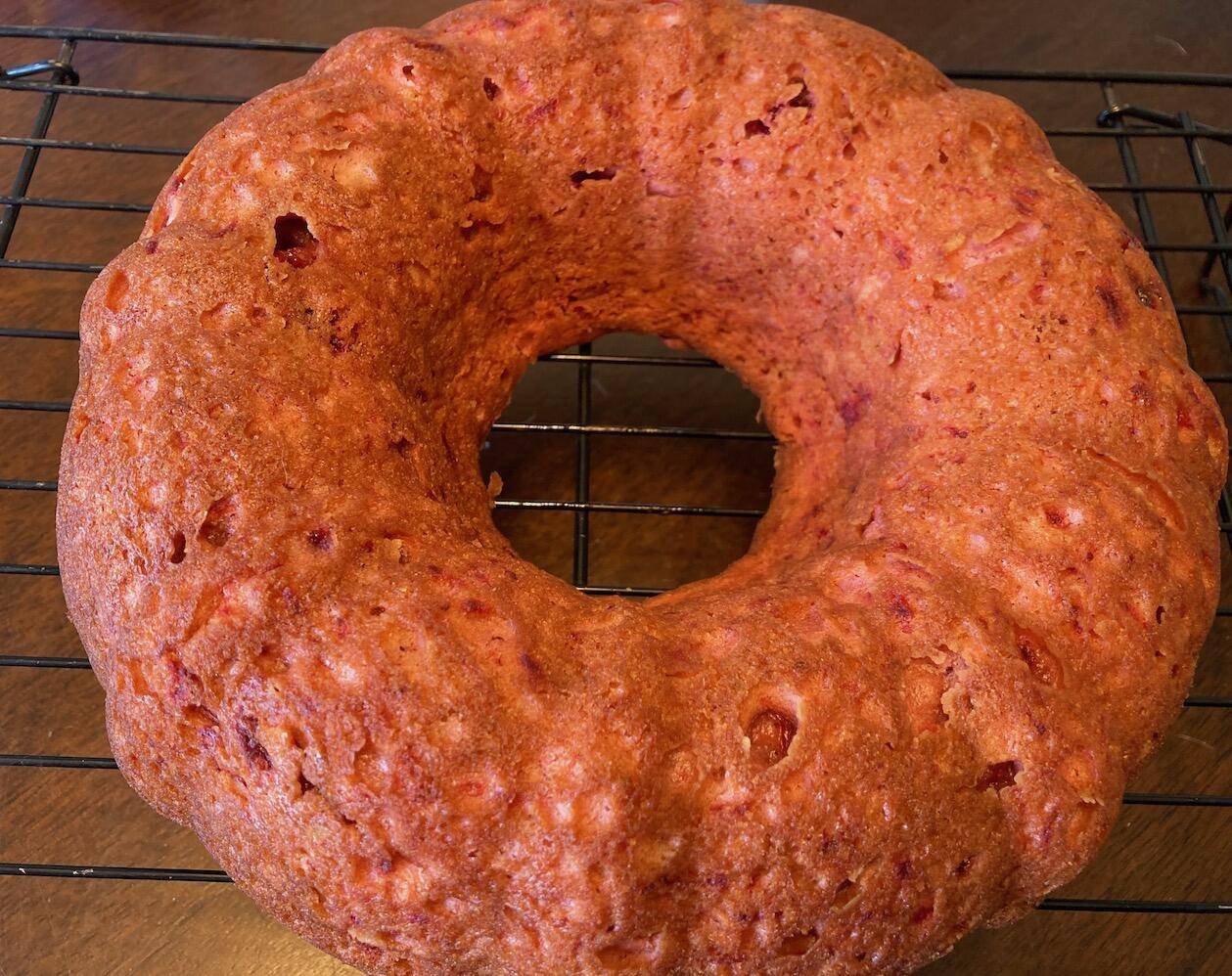 Strawberry Pie Filling Cake (doctored white cake mix) Out of the Box