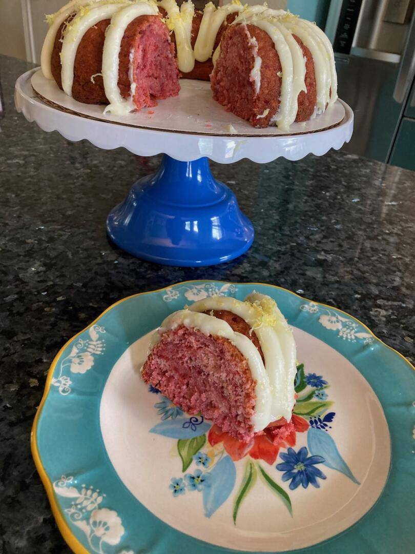 Strawberry Pie Filling Cake (doctored white cake mix) Out of the Box