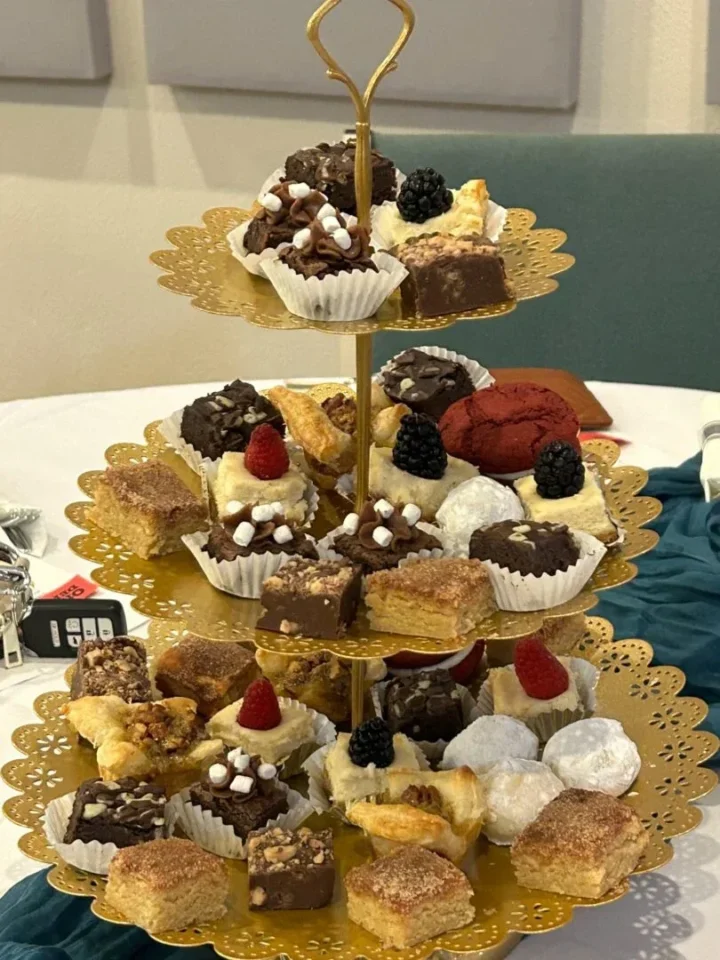 tiered stand with mini desserts