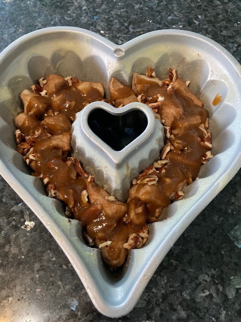 biscuits coated in pecans and brown sugar/butter