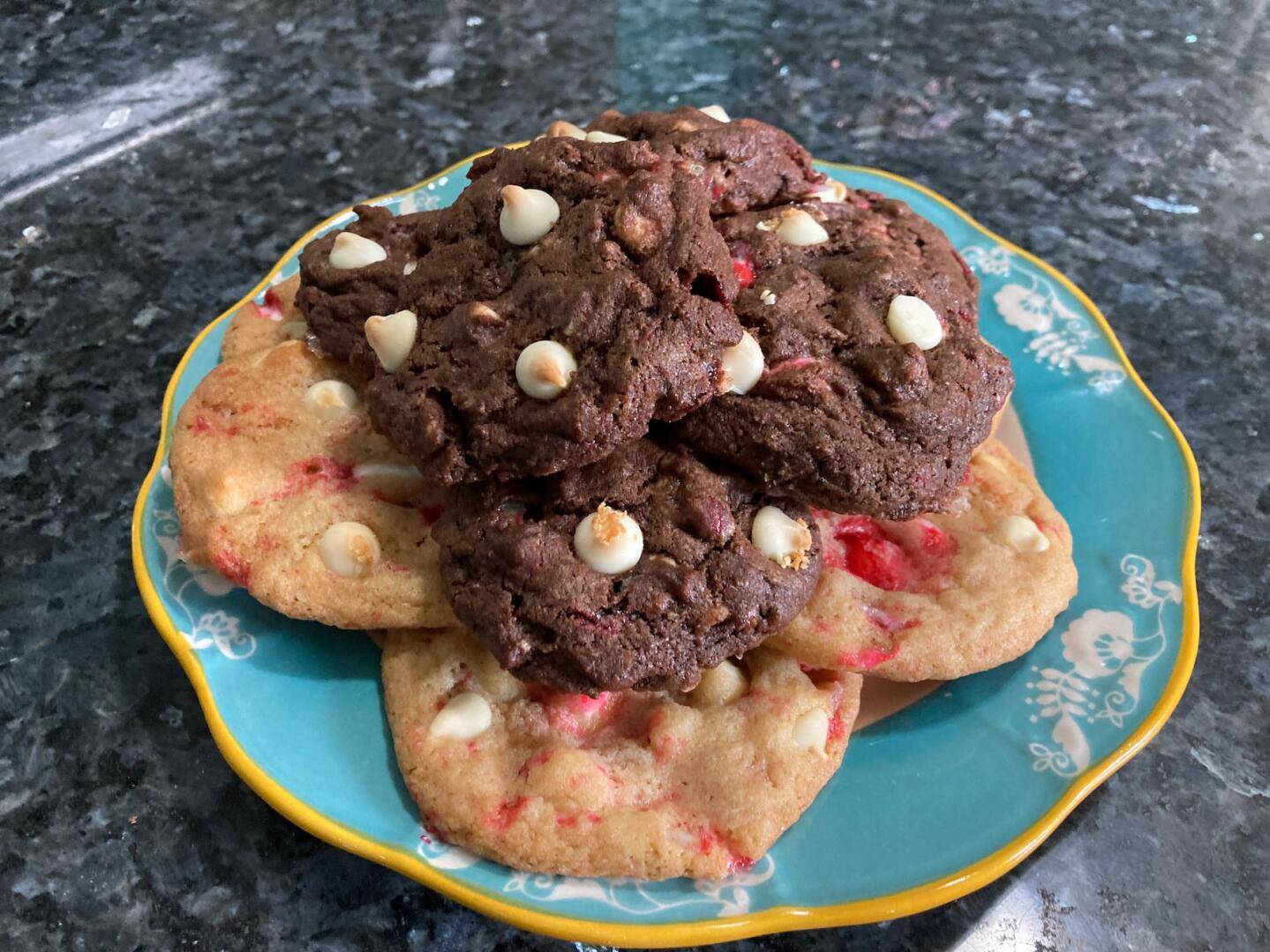 White Chocolate Candy Cane Cookies (two ways) from Out of the Box Baking.com.