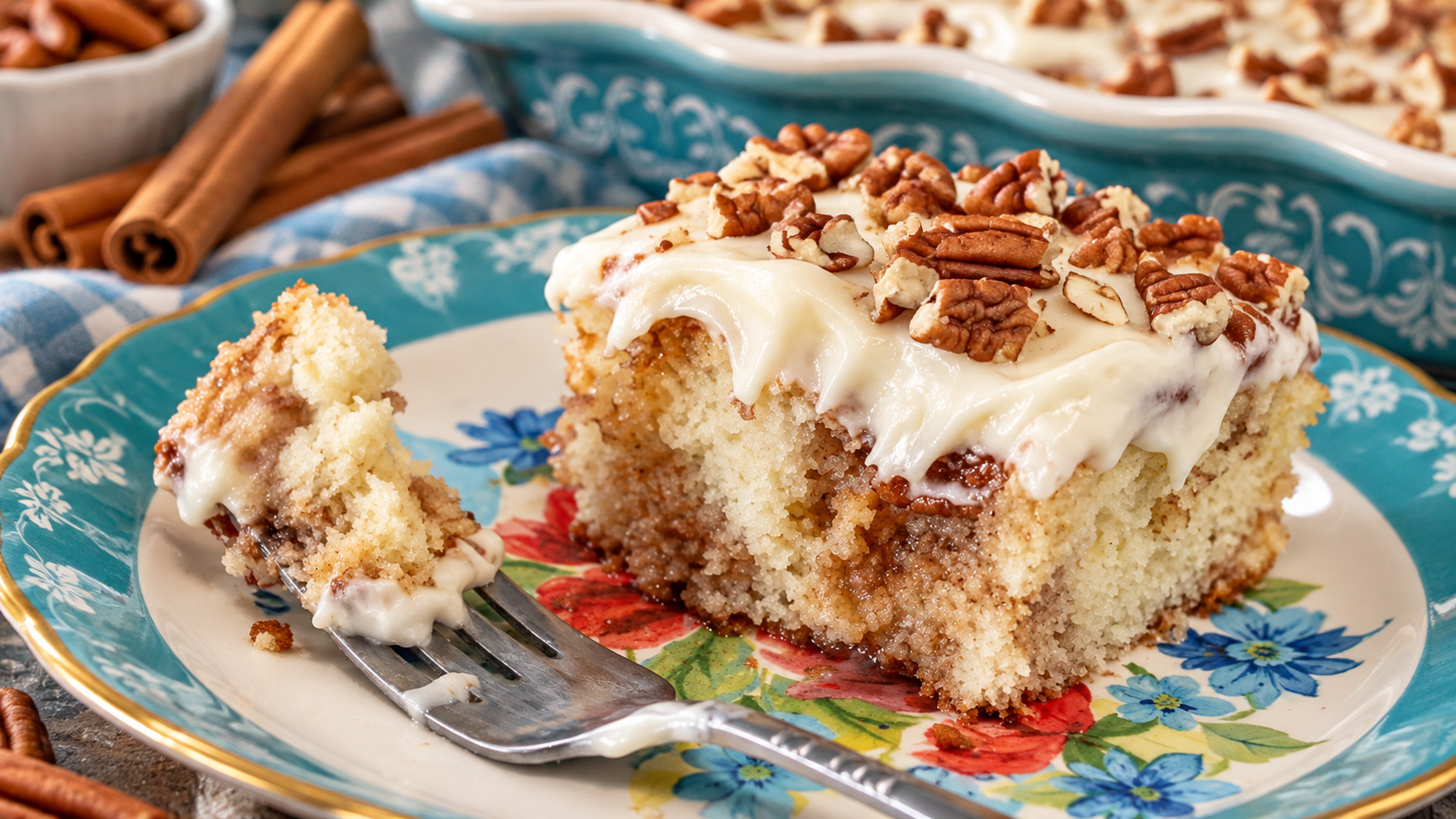 cinnamon roll poke cake