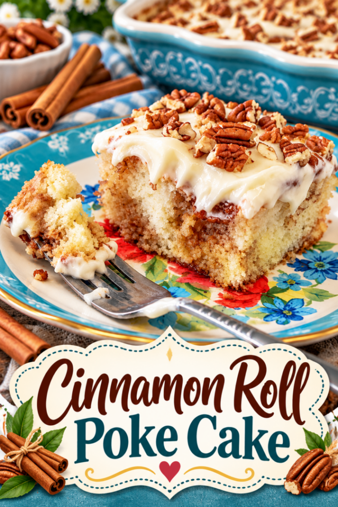 Cinnamon Roll Poke Cake
