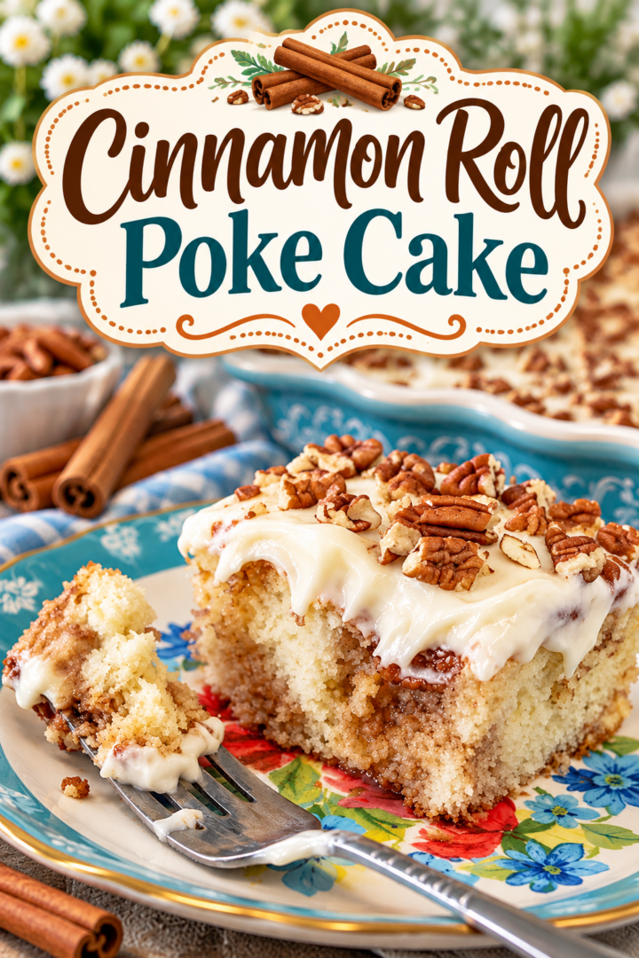 Cinnamon Roll Poke Cake