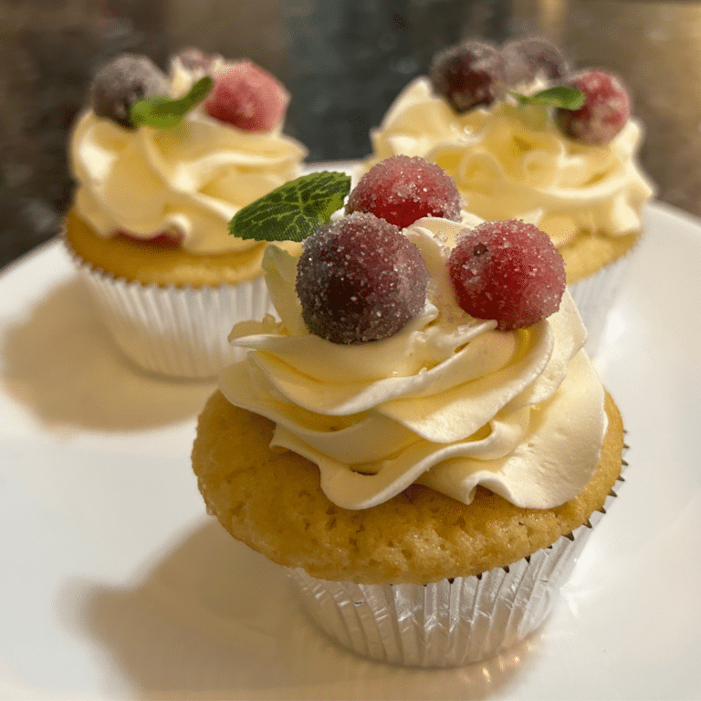 Sparkling Cranberry White Chocolate Cupcakes