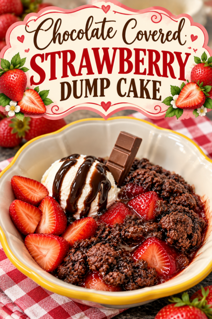 chocolate covered strawberry dump cake