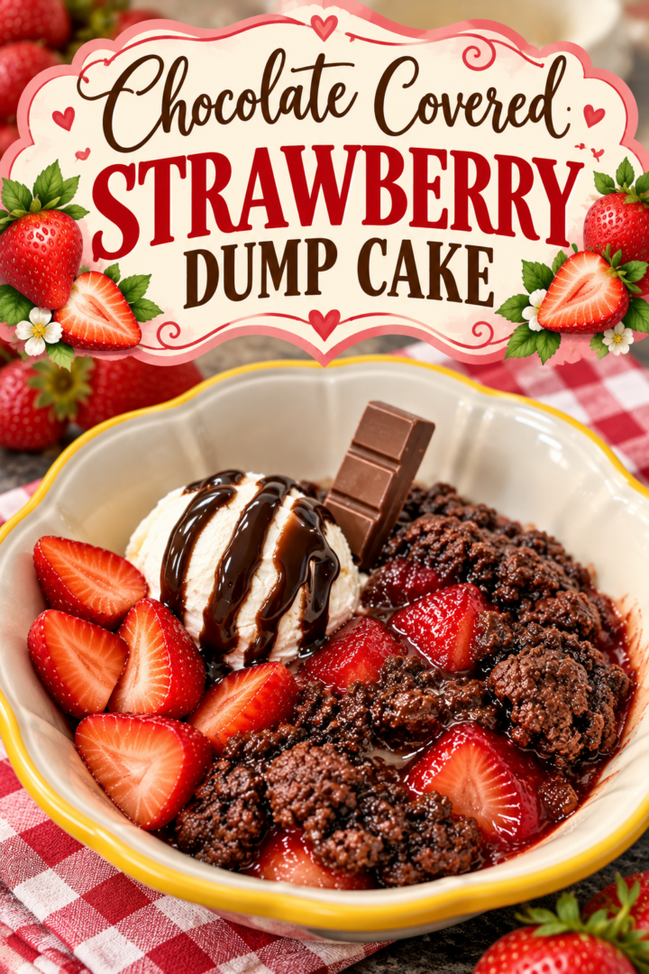 chocolate covered strawberry dump cake