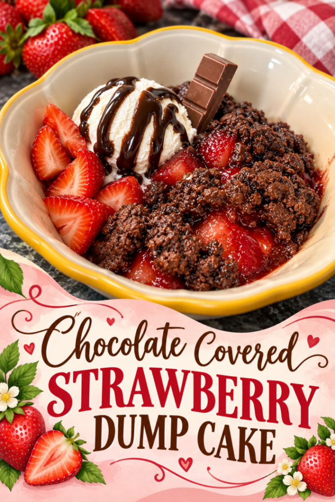 chocolate covered strawberry dump cake
