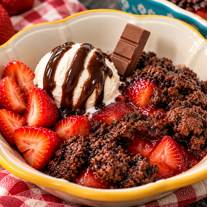 Chocolate Covered Strawberry Dump Cake