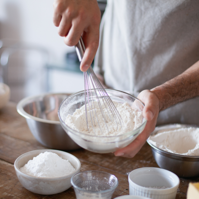 whisking in a bowl