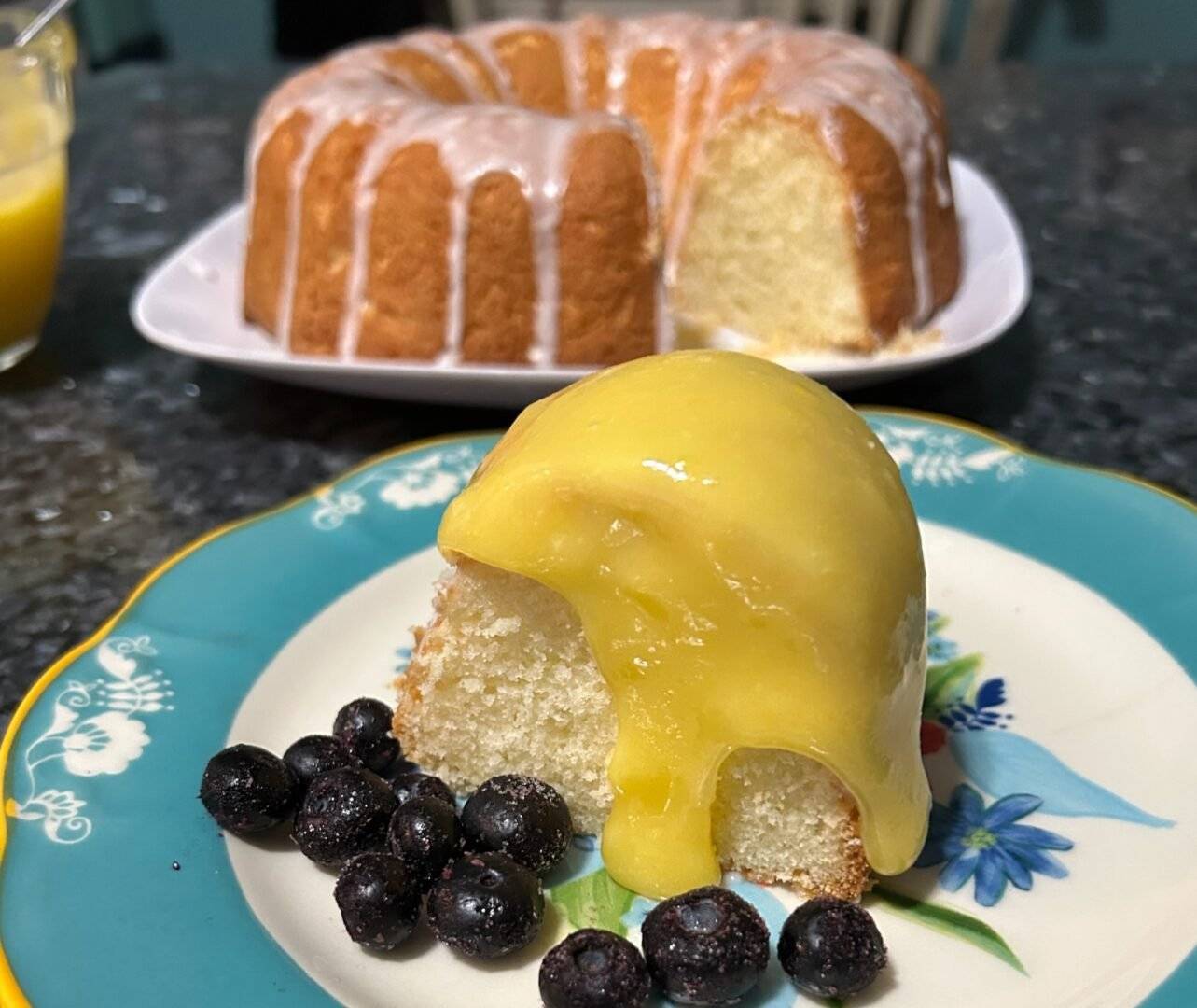 Lemon Pound Cake with Lemon Curd and berries