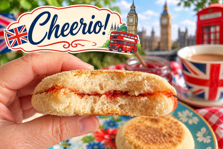 English muffin with jam