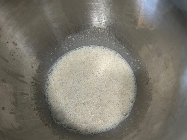 starter and liquids in bowl