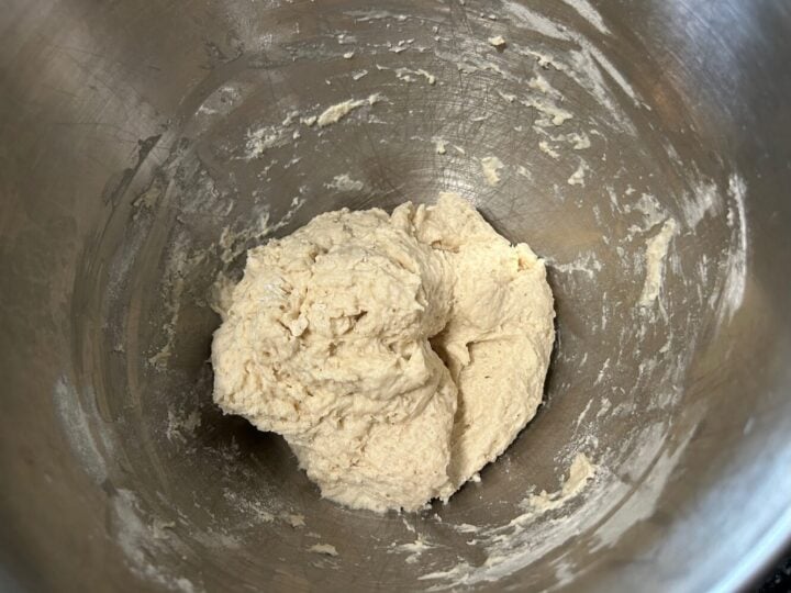 tacky bread dough in bowl