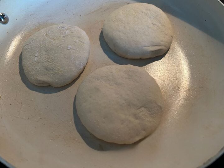 English muffin dough in pan