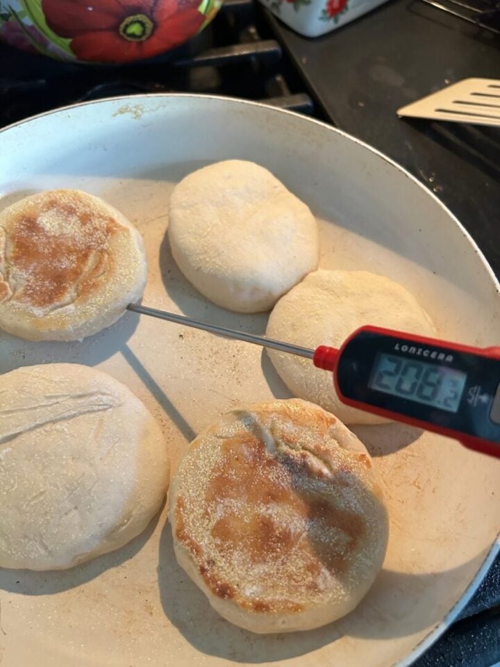English muffins in pan