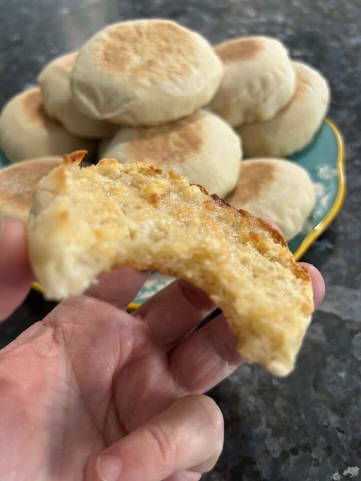 buttered and toasted English muffin