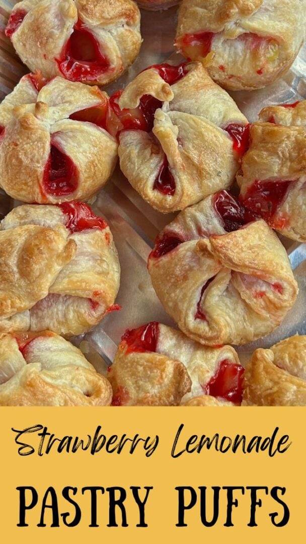 strawberry lemonade pastry puffs pin for pinterest