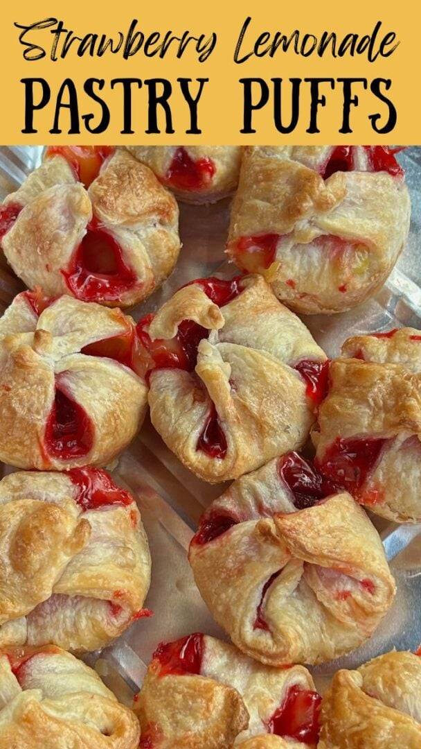 strawberry lemonade pastry puffs pin for pinterest