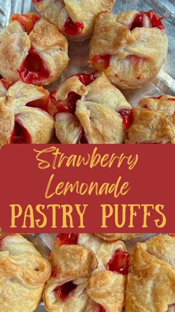 strawberry lemonade pastry puffs pin for pinterest