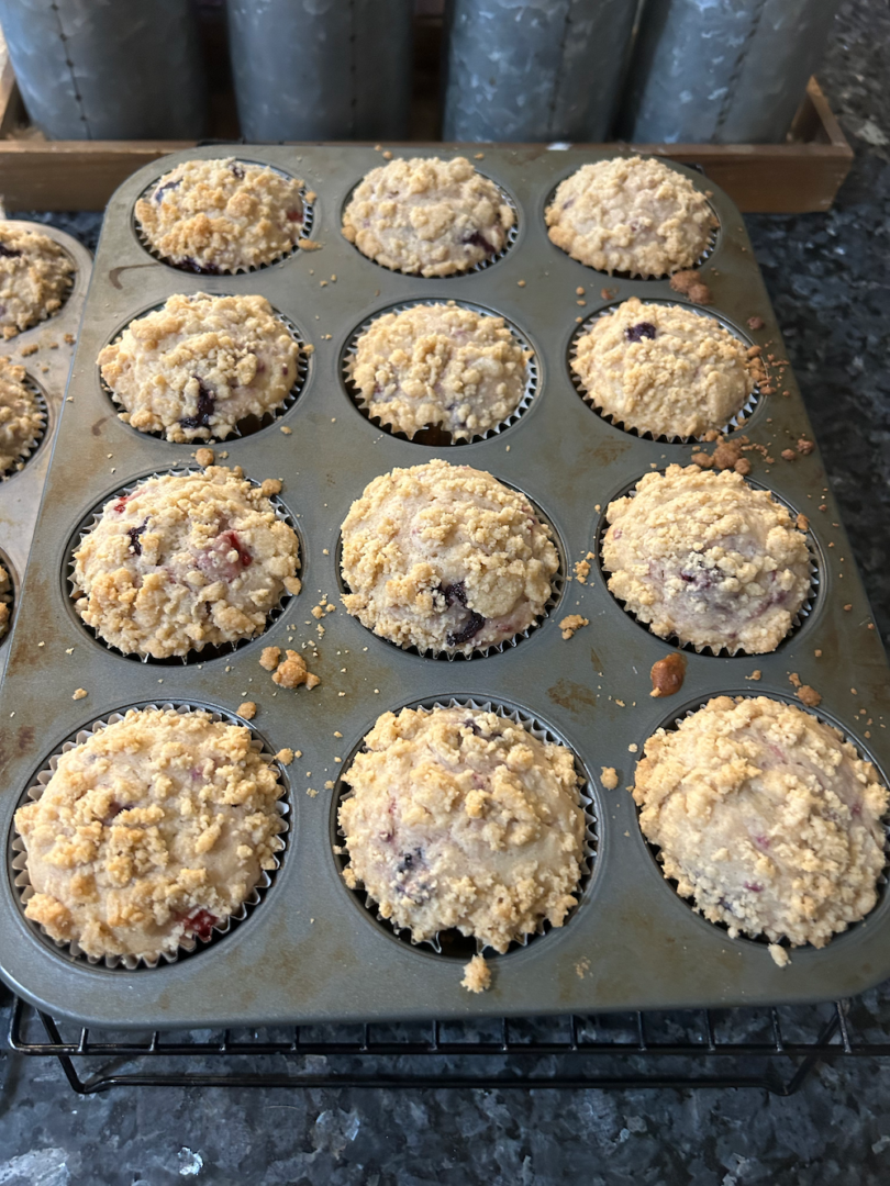 Triple Berry Muffins with Streusel Topping 