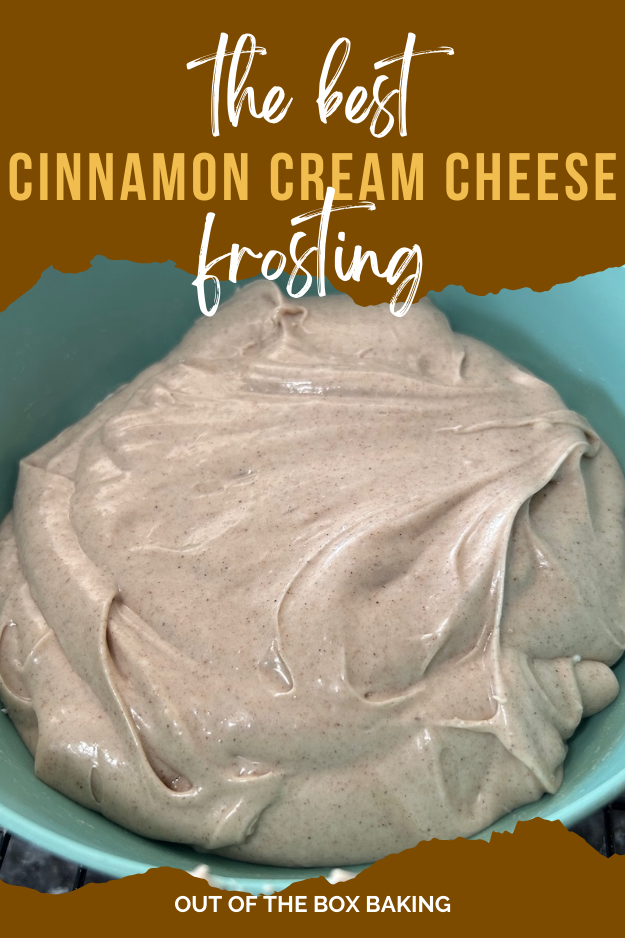 cinnamon cream cheese frosting pin for pinterest