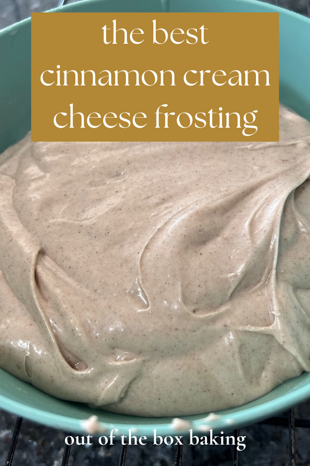 cinnamon cream cheese frosting pin for pinterest