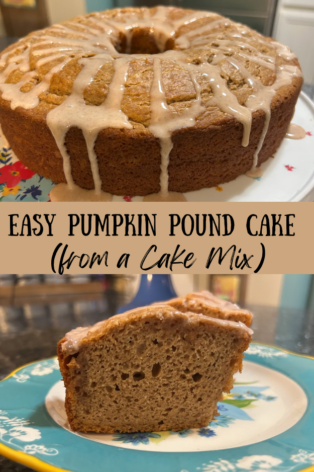 Easy Pumpkin Pound cake (from a Cake Mix) pin for pinterest