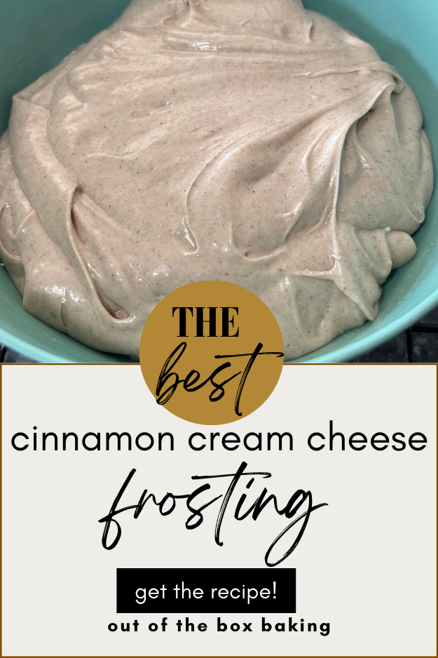 cinnamon cream cheese frosting pin for pinterest