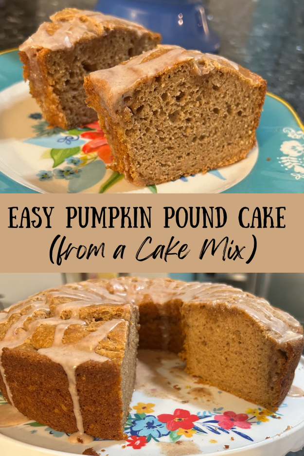 Easy Pumpkin Pound cake (from a Cake Mix) pin for pinterest