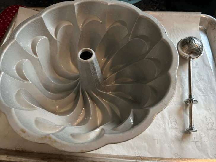bundt pan, sprayed and ready for batter