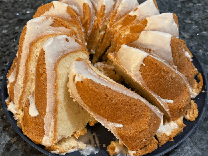 sliced glazed pound cake