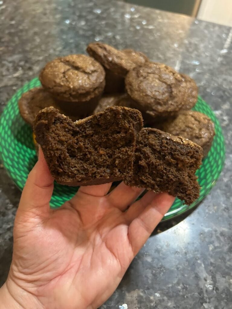 fluffy interior of spice muffin