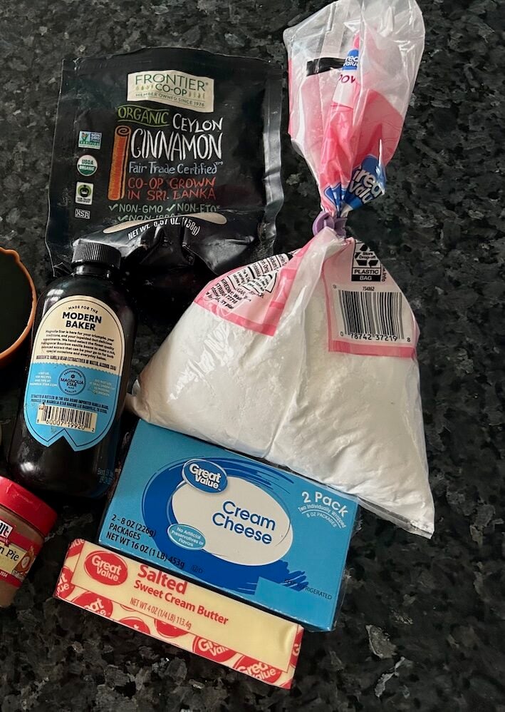 ingredients for cinnamon cream cheese frosting