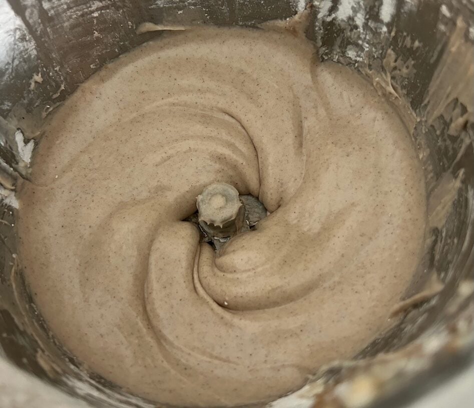 cinnamon cream cheese frosting in mixer