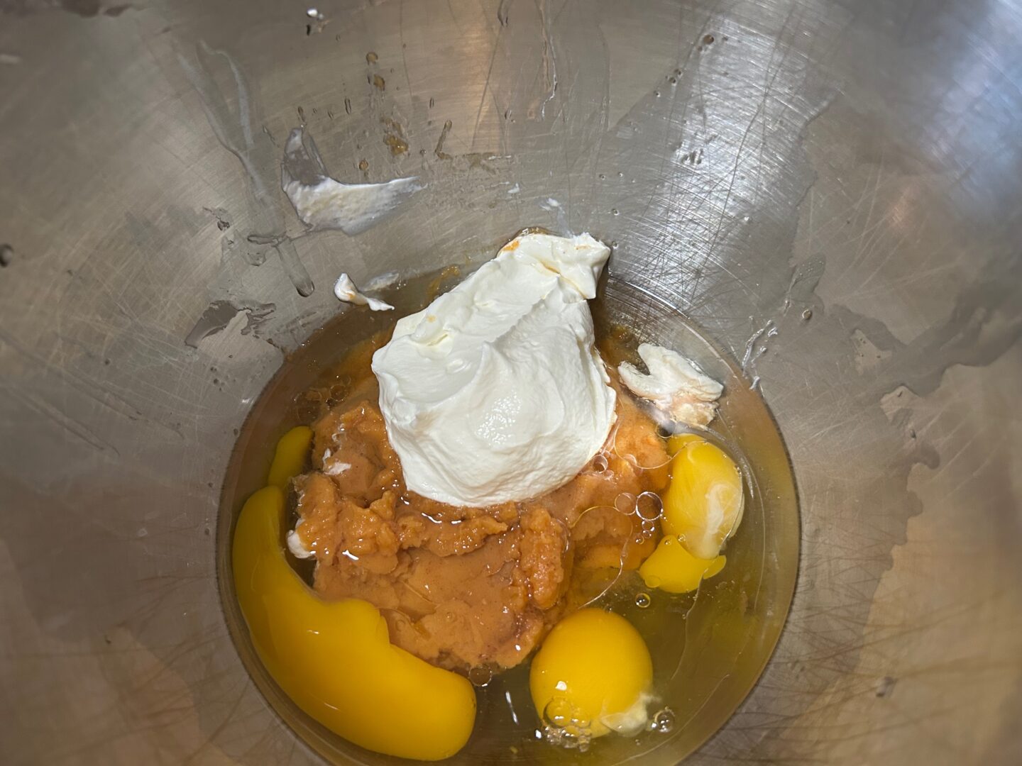 muffin ingredients in mixing bowl