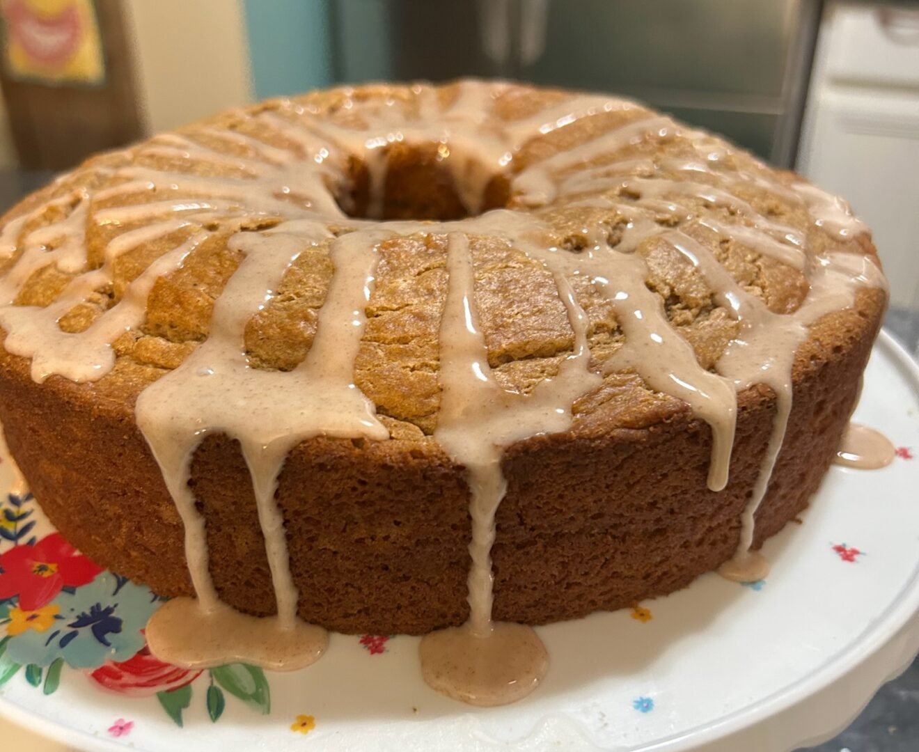 glazed pumpkin cake cooling