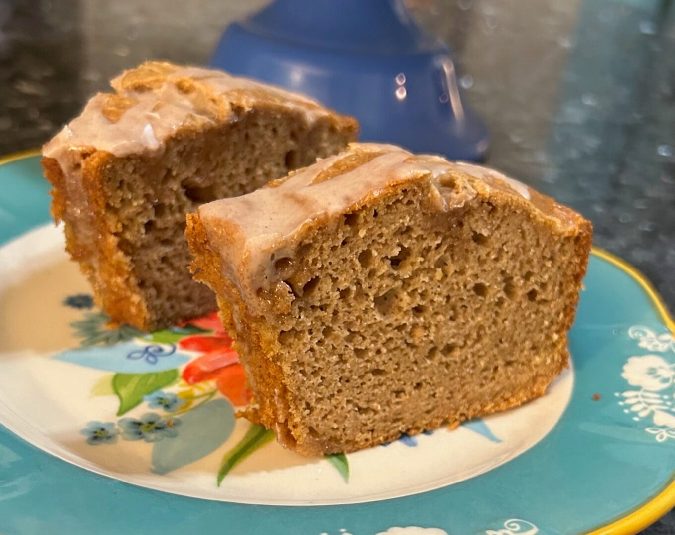 sliced pumpkin pound cake on plate