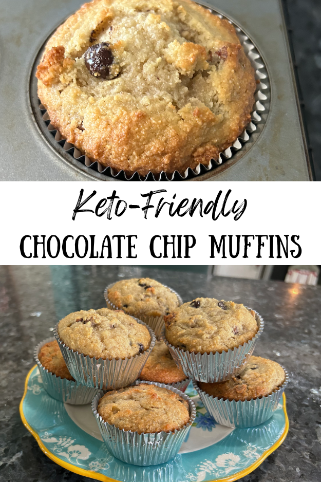 keto friendly chocolate chip muffins pin for pinterest