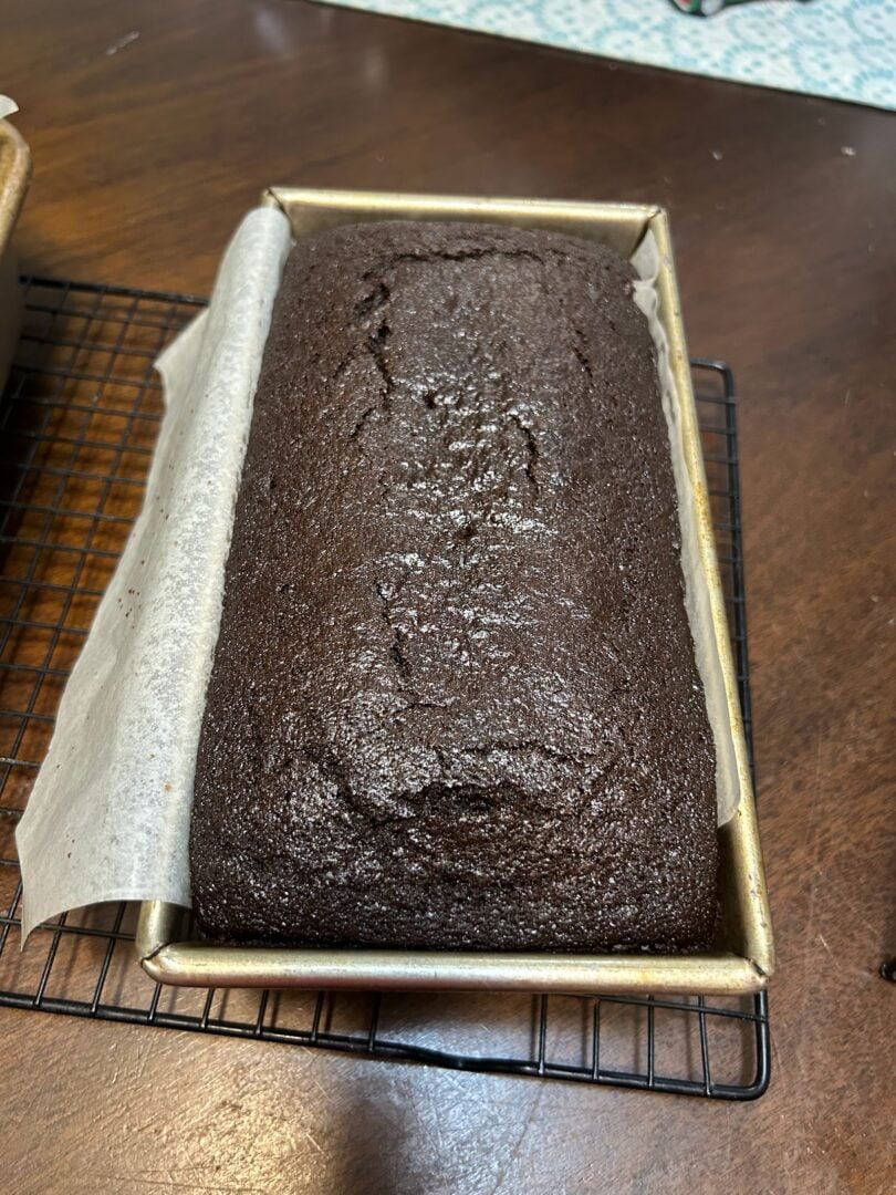 Jamaican Sticky Gingerbread baked in loaf pan