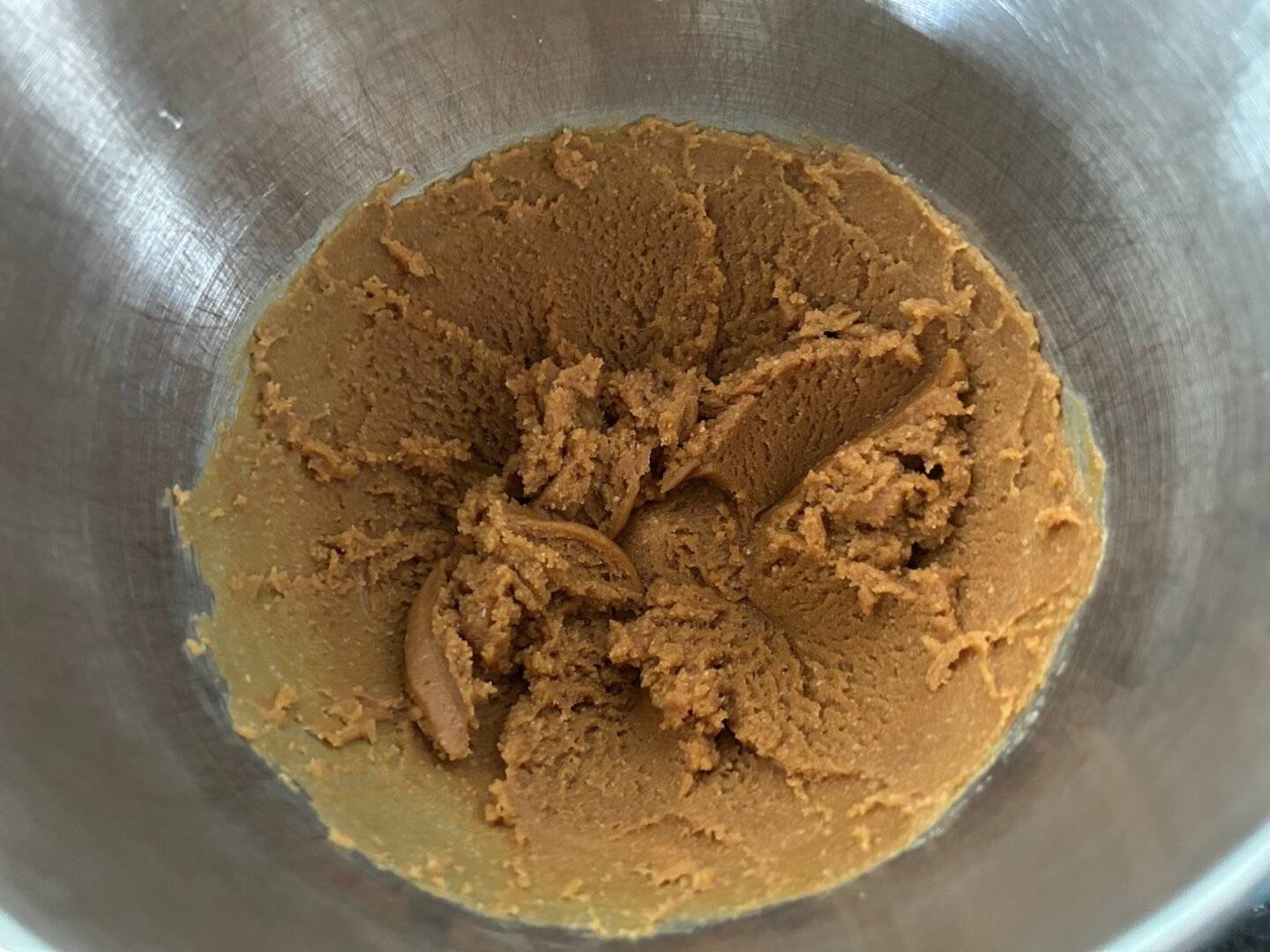 peanut butter cookie dough, mixed in bowl